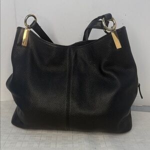 Vince Camuto Rhys Tote Shoulder Bag Genuine Black Leather Pebbled